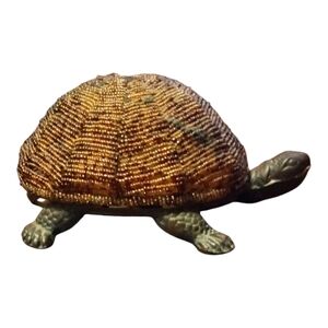 Brass Turtle Lamp With Glass Seed Bead Shell